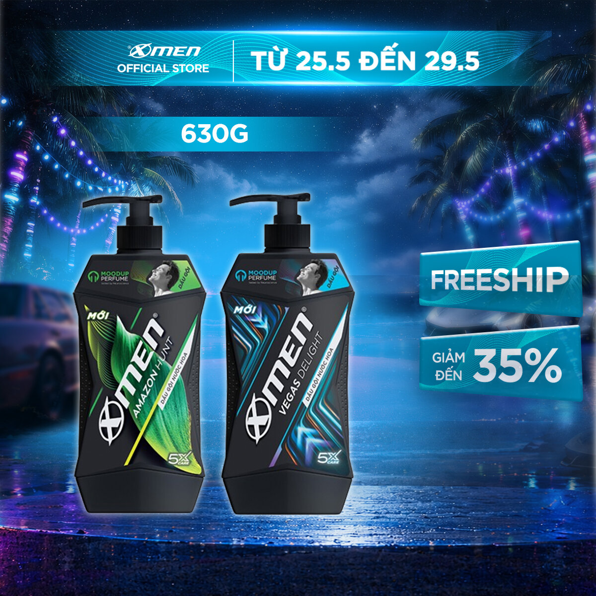 [Mới] Dầu gội Xmen Amazon Hunt/ Vegas Delight 630g - Công nghệ mùi hương giúp tinh thần phấn chấn
