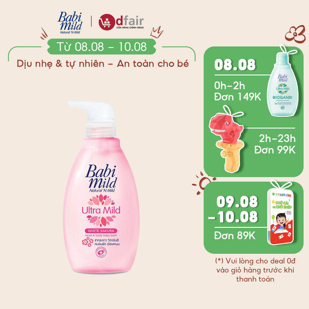Sữa tắm trẻ em Babi Mild - White Sakura chai 400ml - 100961732