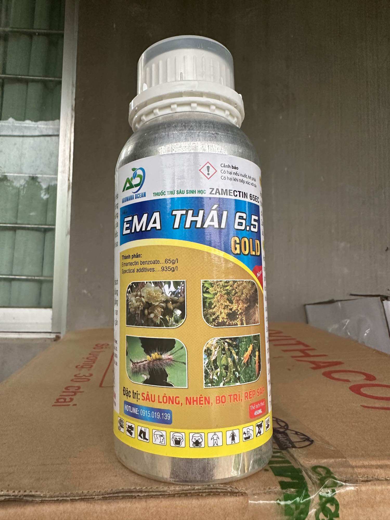 Thuốc trừ sâu Ema thái 6.5 gold chai nhôm 450ml sinh học trừ sâu lông sâu tơ nhện bọ trĩ rệp sáp sâu đục trái sâu đục thân sâu cuốn lá