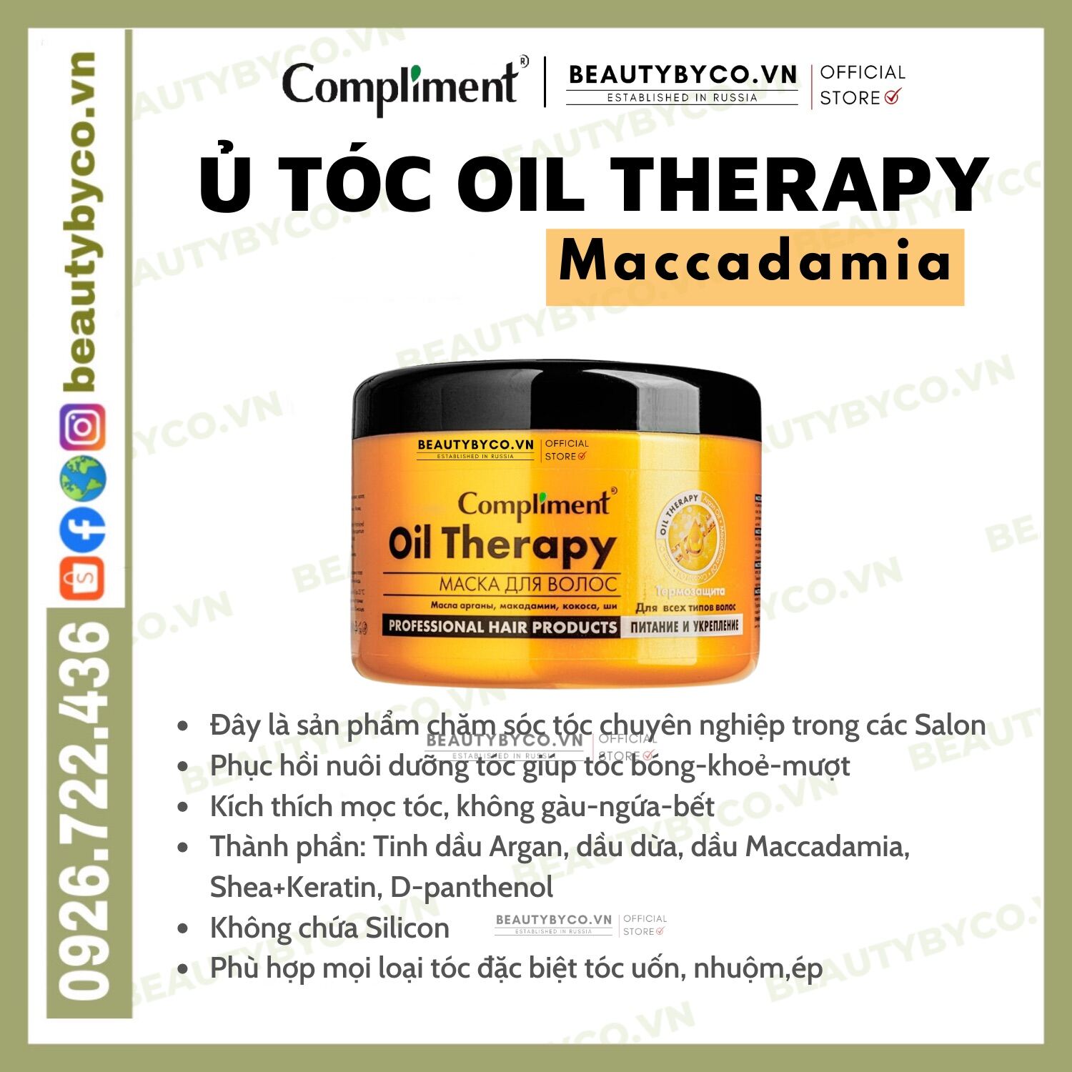 Ủ Tóc Compliment Oil Therapy Phục Hồi & Dưỡng Tóc Chắc Khoẻ Bóng Mượt Bồng Bềnhvào Nếp 500Ml