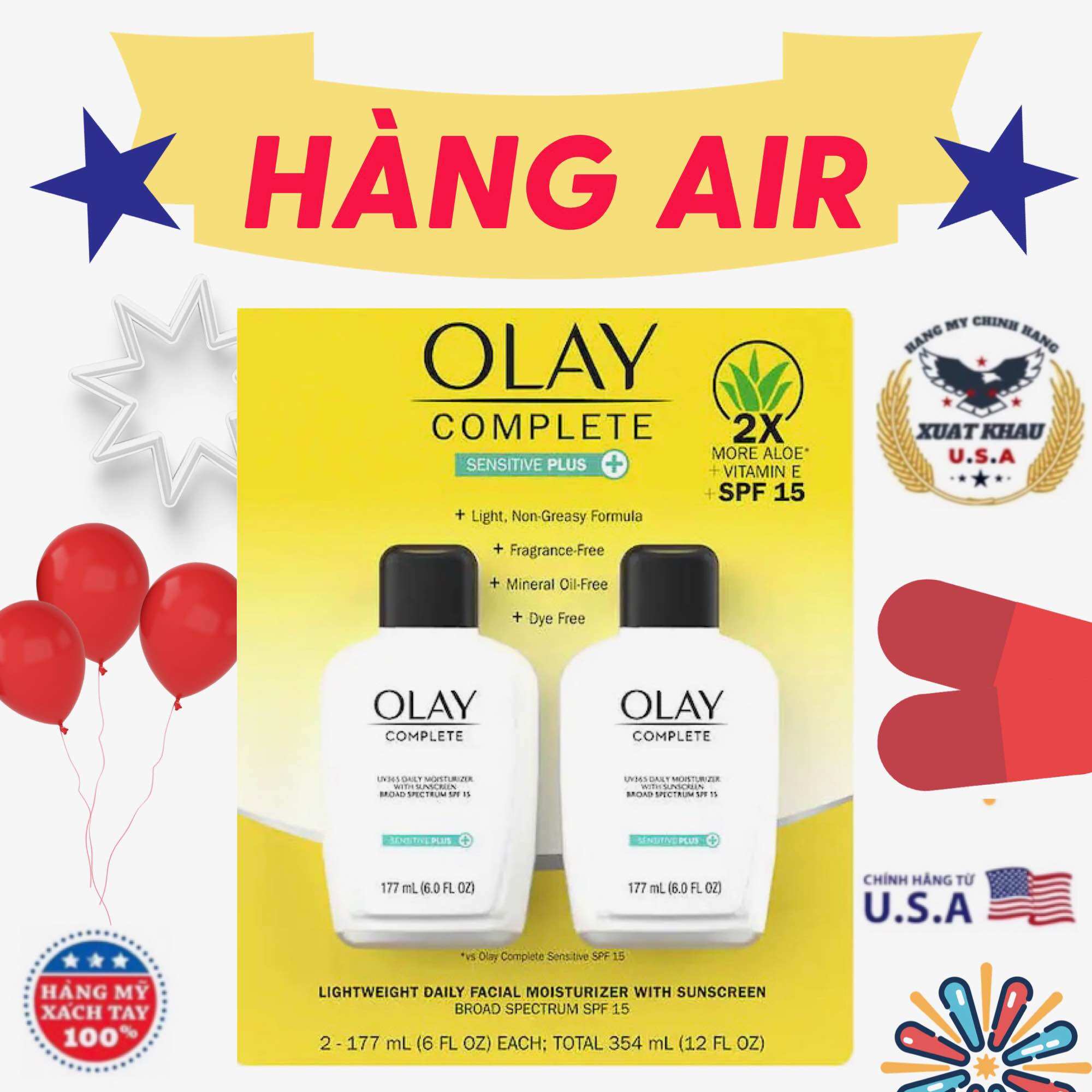 Kem Dưỡng Ẩm Chống nắng Olay Complete SPF 15 Cho Da Mặt  Loai moi PLUS (177ml) Nhập khẩu USA