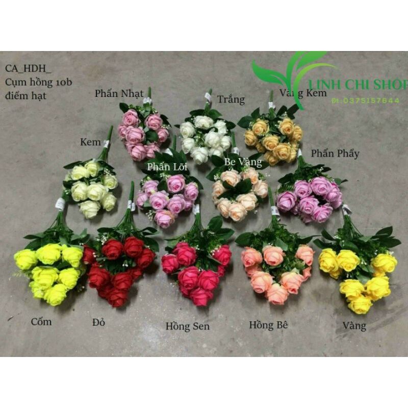 Cụm hồng kim anh /hồng trứng_hoa giả, hoa lụa