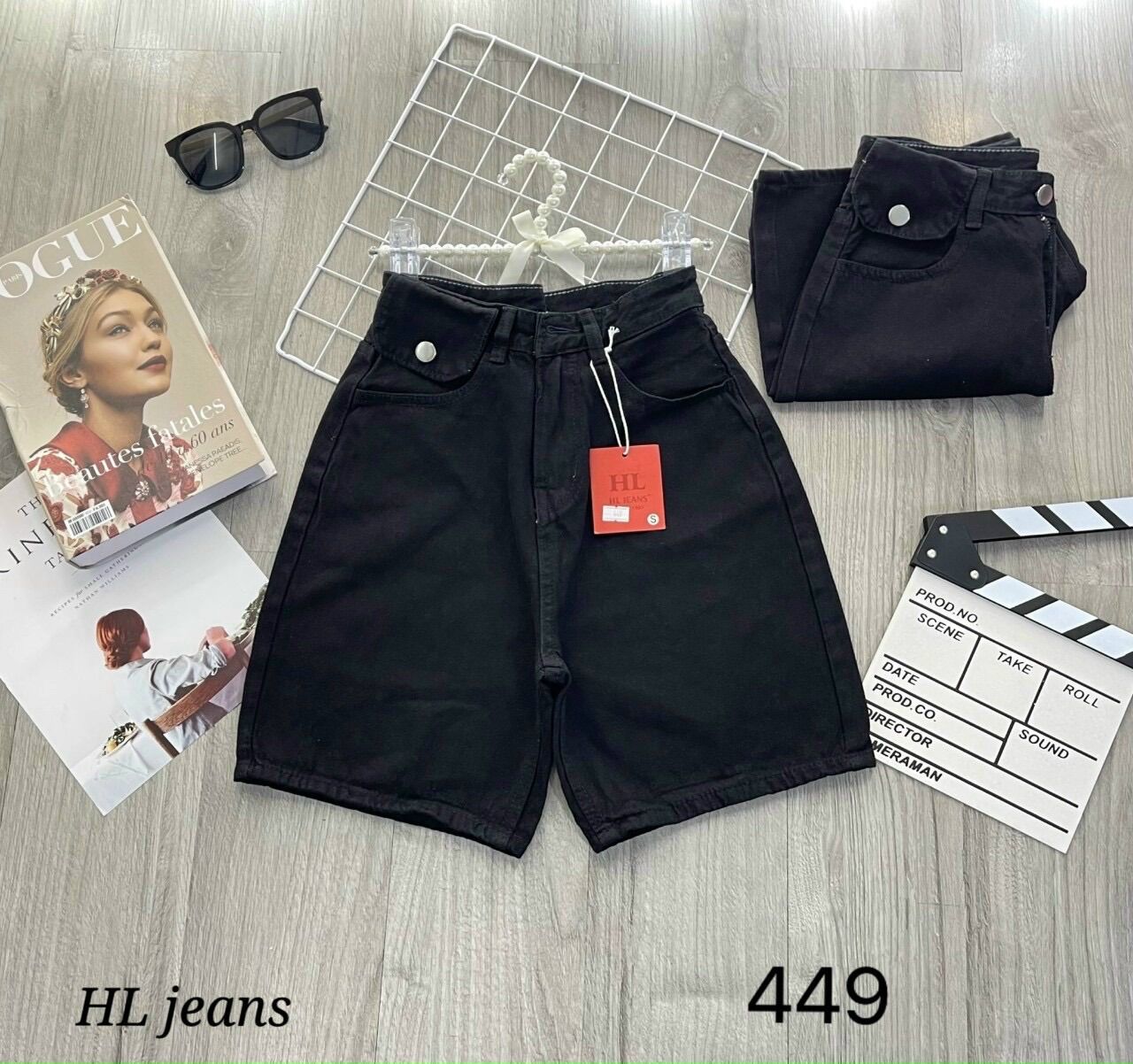 Quần jeans ngố lai cuốn túi nắp