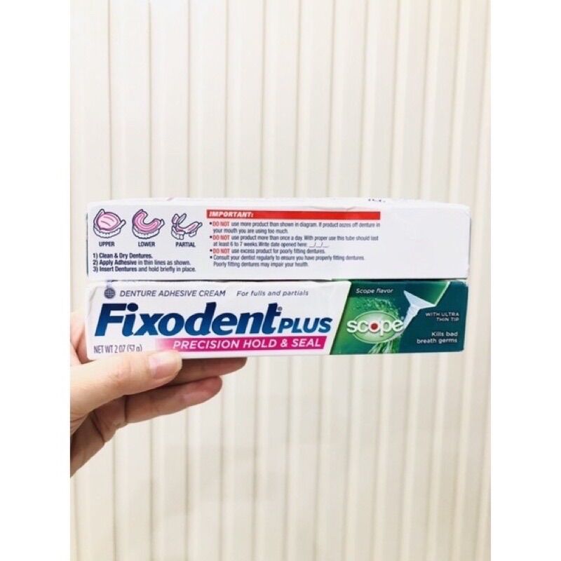 Keo dán hàm răng giả Fixodent Plus/Ultra Scope 57g Mỹ