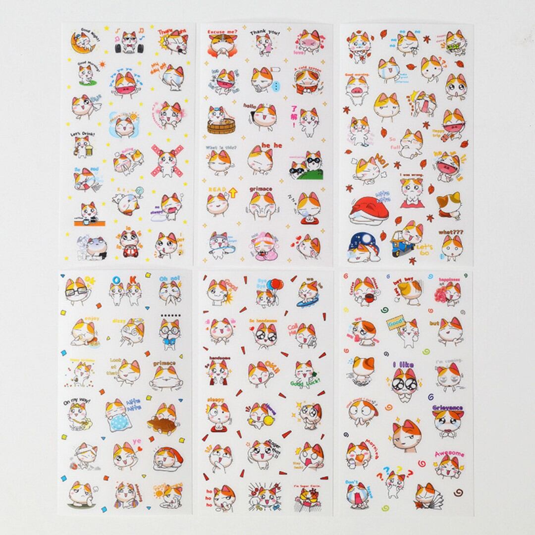 Set 6 tờ sticker mèo máy Pikachu