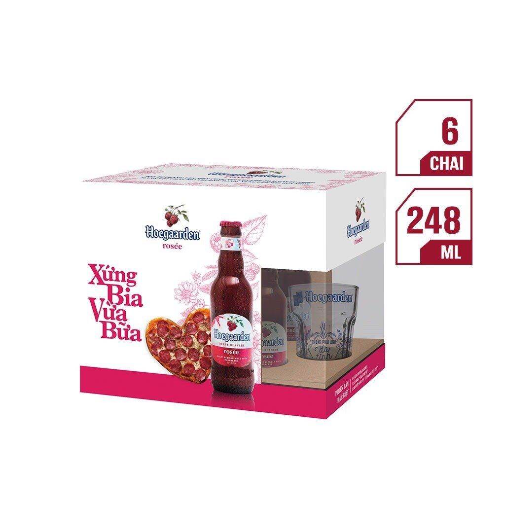 HỘP COMBO 6 CHAI BIA HOEGAARDEN ROSEE + 1 LY THỦY TINH CAO CẤP