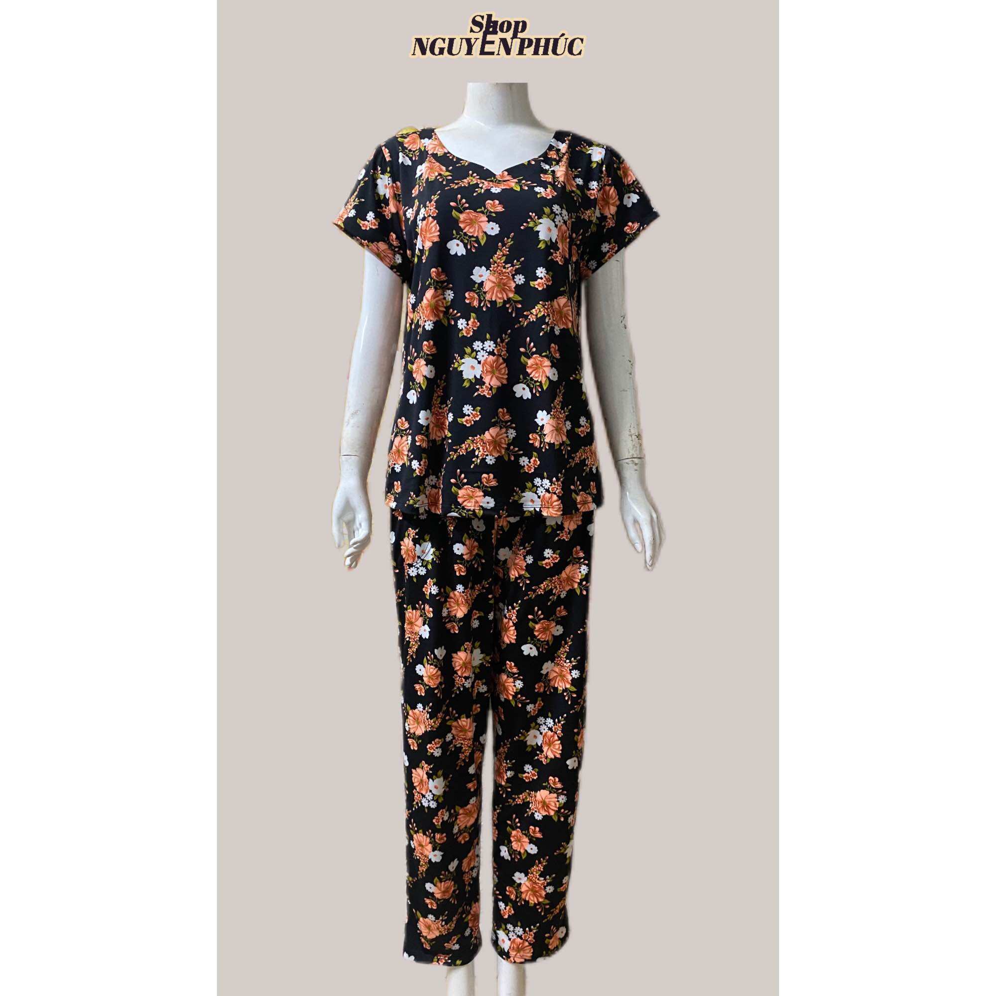 Đồ bộ dài trung niên size 5:70-78kg,chất liệu thun aty dày mềm mặc mát, tặng bà tặng mẹ mặc nhà đi chơi sang đẹp