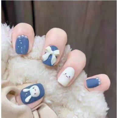 24 miếng móng tay giả có keo sẵn bộ móng tay giả sticker nail giả móng tay giả ngắn móng tay giả dài hình tươi mát nail giả sang chảnh fan-t-002