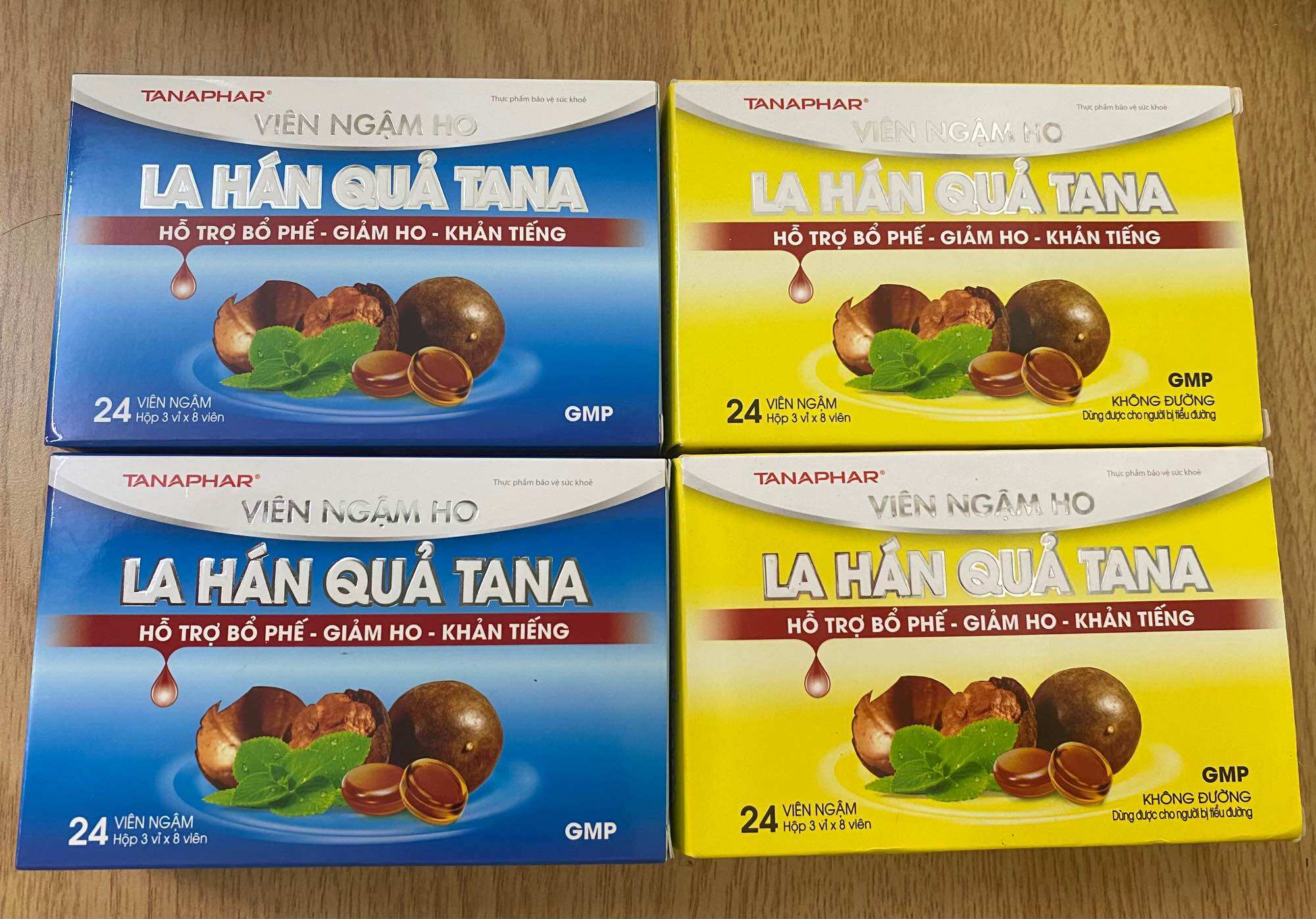 Viên ngậm ho La Hán Quả TANA có đường (Hộp 3 vỉ x 8 viên)