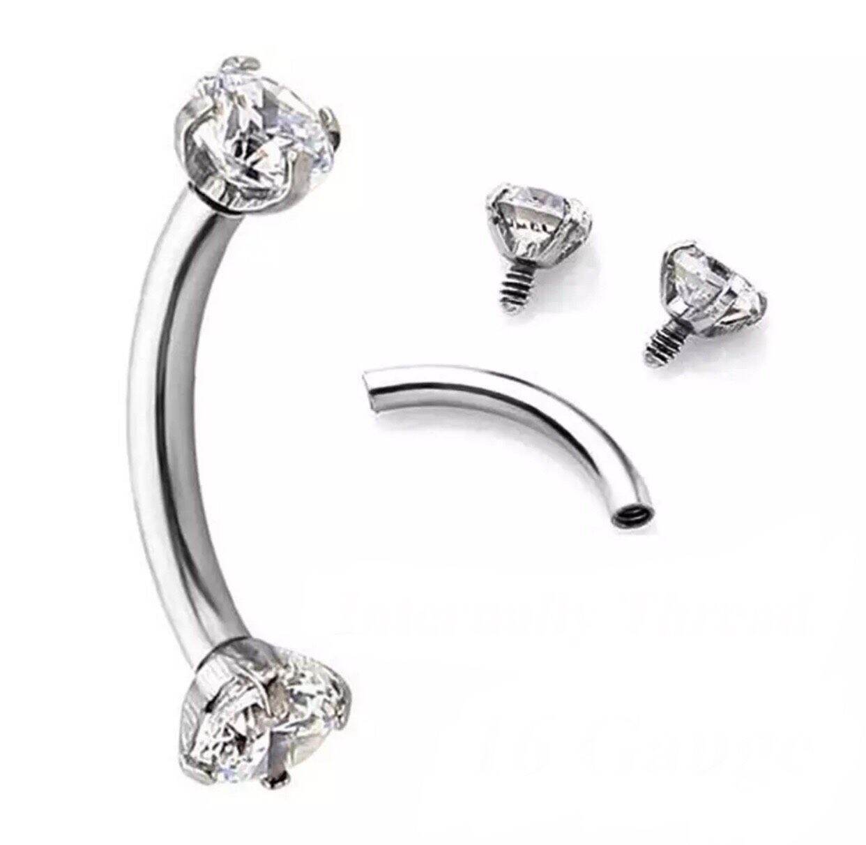Khuyên lông mày / Khuyên tai - Khuyên cong đá trấu cao cấp - 10mm - Khuyên comg đính đá - Khuyên xỏ tai, lông mày,...