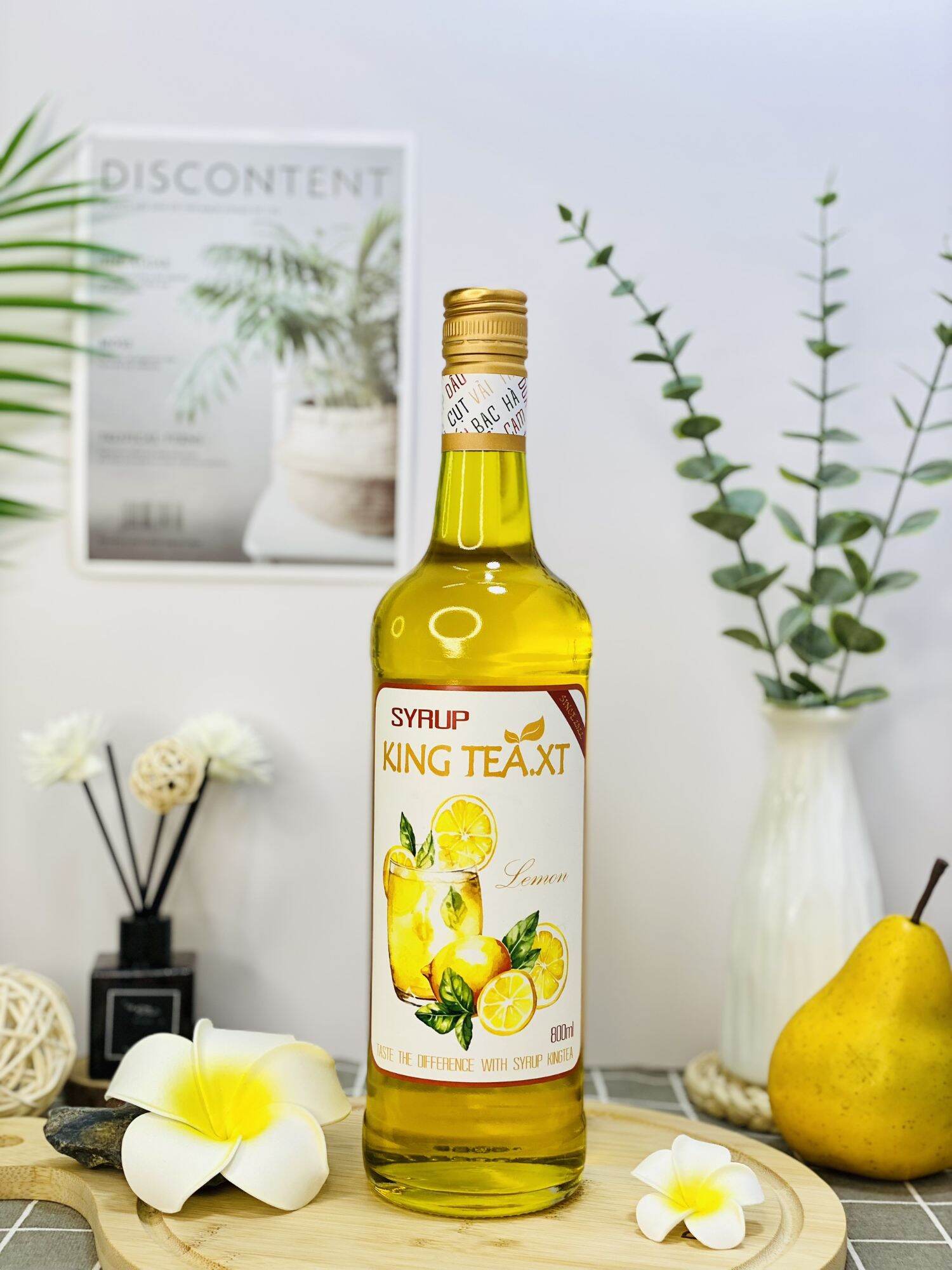 Syrup Chanh Vàng Pha Chế (Syrup Lemon) KINGTEA.XT- Chai Thủy Tinh 800ml