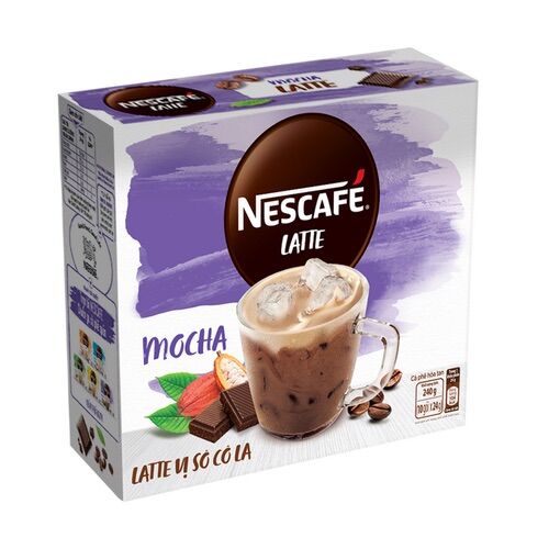 (SÔ CÔ LA) Cà Phê Hòa Tan Nescafé Latte Vị Sô Cô La (Hộp 10 Gói x 24g) - BAO BÌ MỚI
