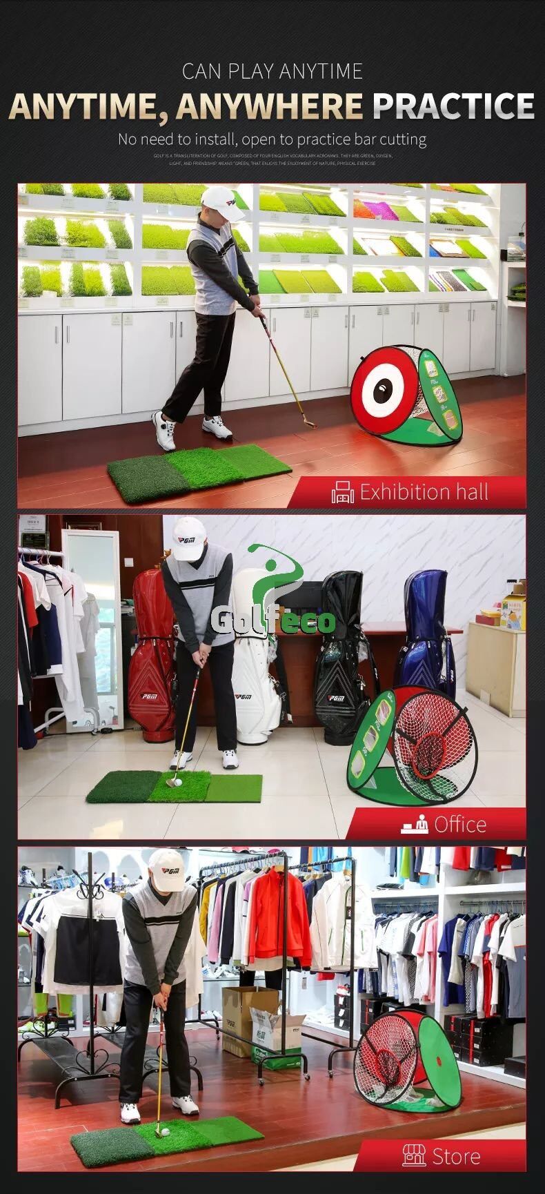 LƯỚI TẬP CHIP GOLF 3 MẶT – PGM LXW021 MULTI-FACETED CHIP NET MULTI-TARGET PRACTICE