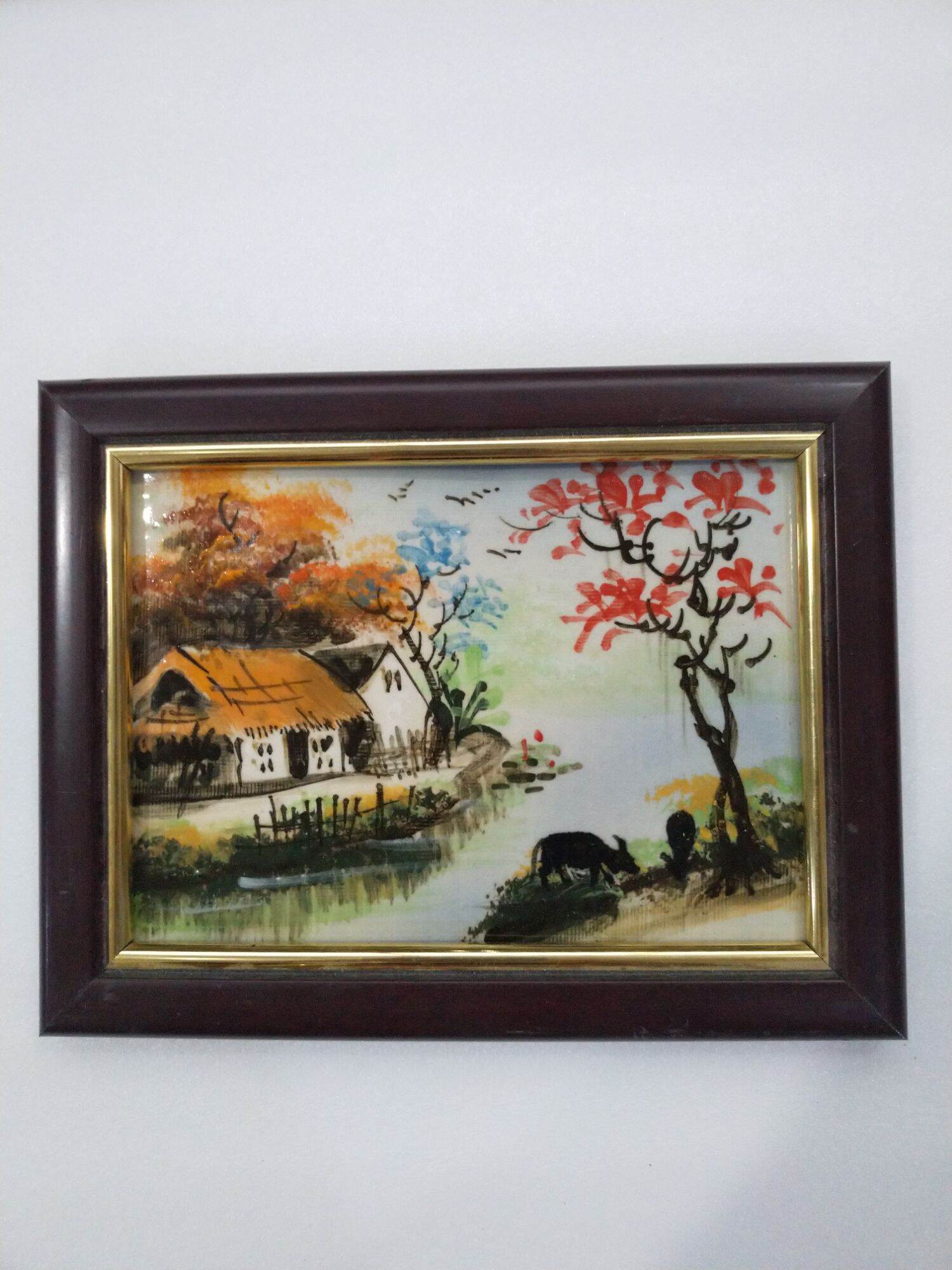 Tranh gốm sứ bát tràng mini xinh xắn kt 18*24