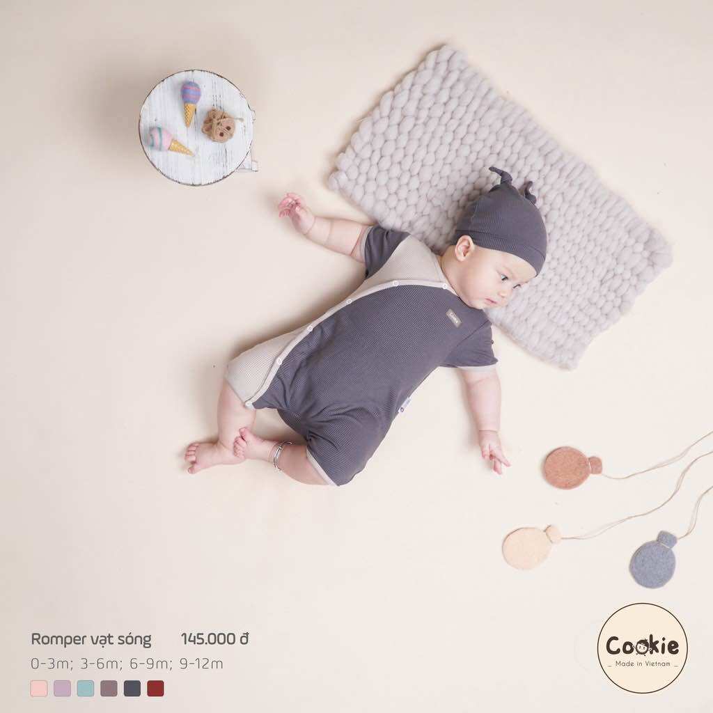Cookie - Bộ Romper vạt sóng (Body cộc tay)
