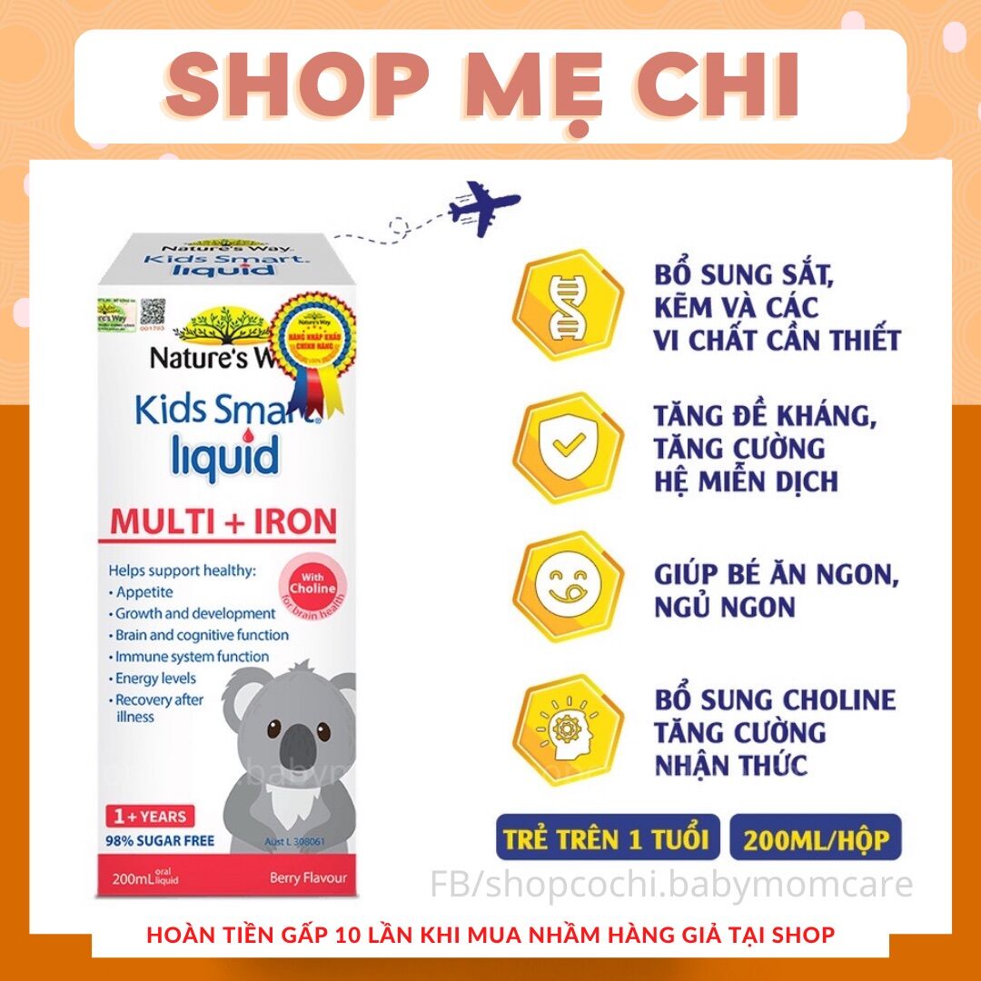 Siro Uống Nature's Way Kids Smart Liquid Multi + Iron Hỗ Trợ Nâng Cao Sức Đề Kháng Cho Trẻ 200ml