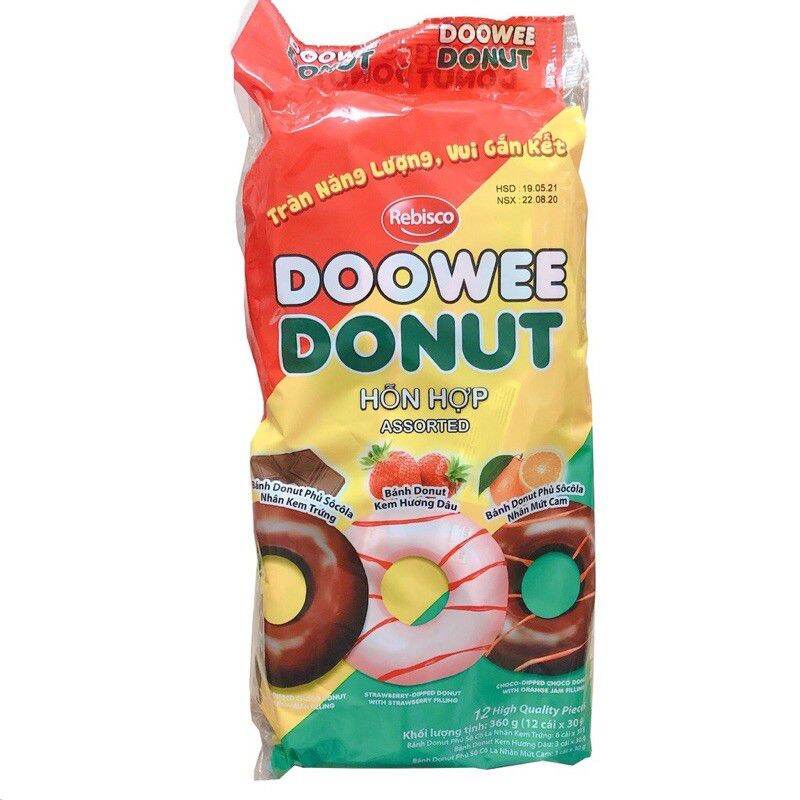 Bịch 12 chiếc bánh Donut Doowee 360gr