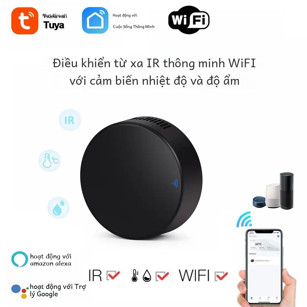 Tuya Wifi Thông Minh Ir Điều Khiển Từ Xa Với Cảm Biến Nhiệt Độ Và Độ Ẩm Cho Điều Hòa Không Khí Và Tivi Điều Khiển Giọng Nói Tương Thích Với Alexa Và Google Home