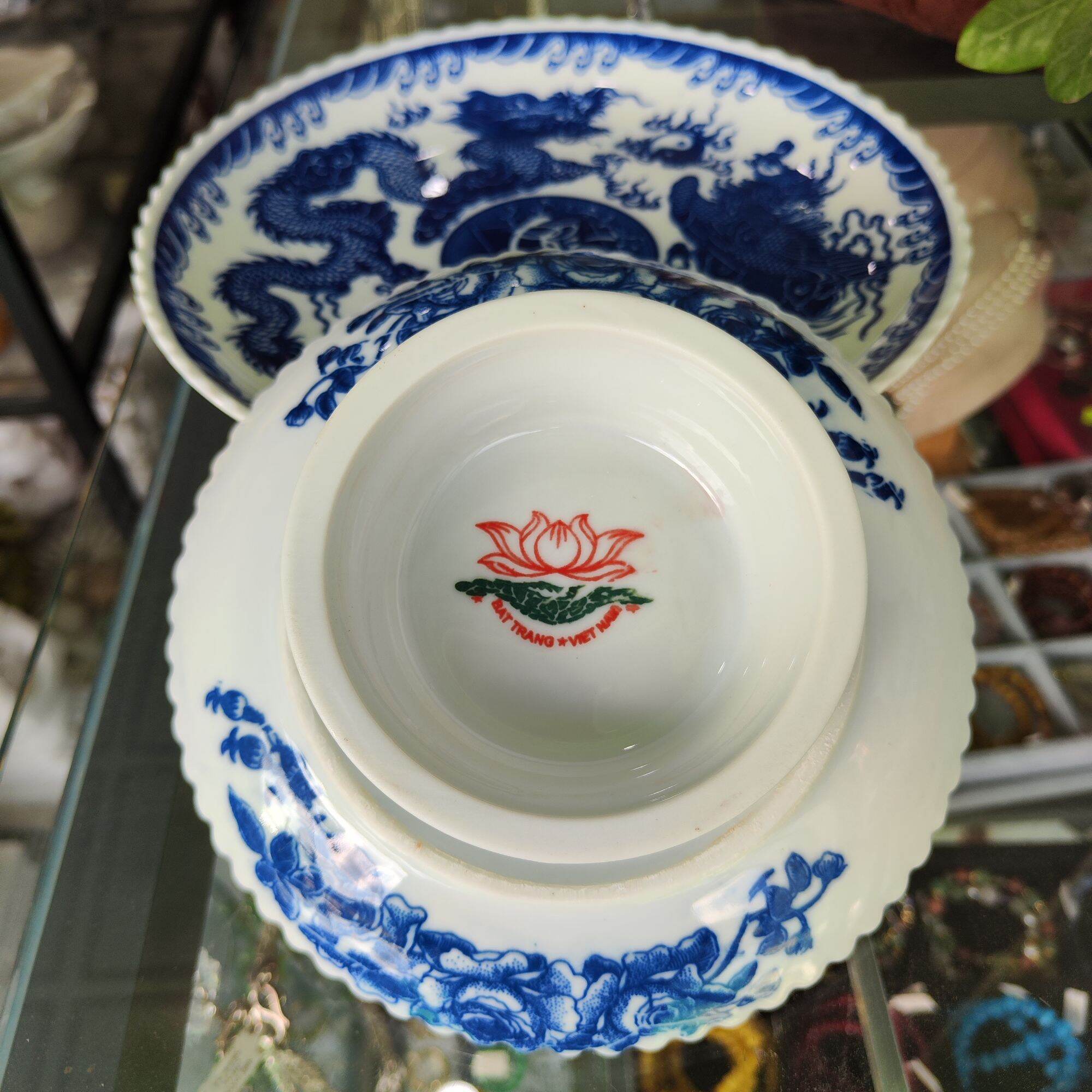 Địa Đựng Trái Cây - Đĩa Thờ Cúng Men Lam