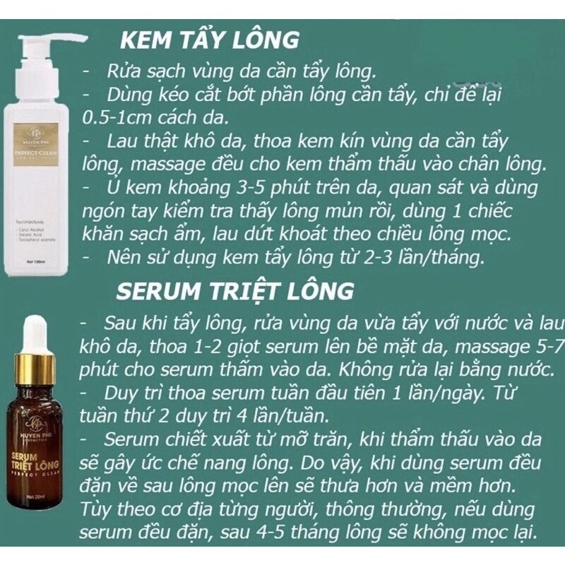 Combo kem tẩy lông huyền phi và serum triệt lông huyền phi