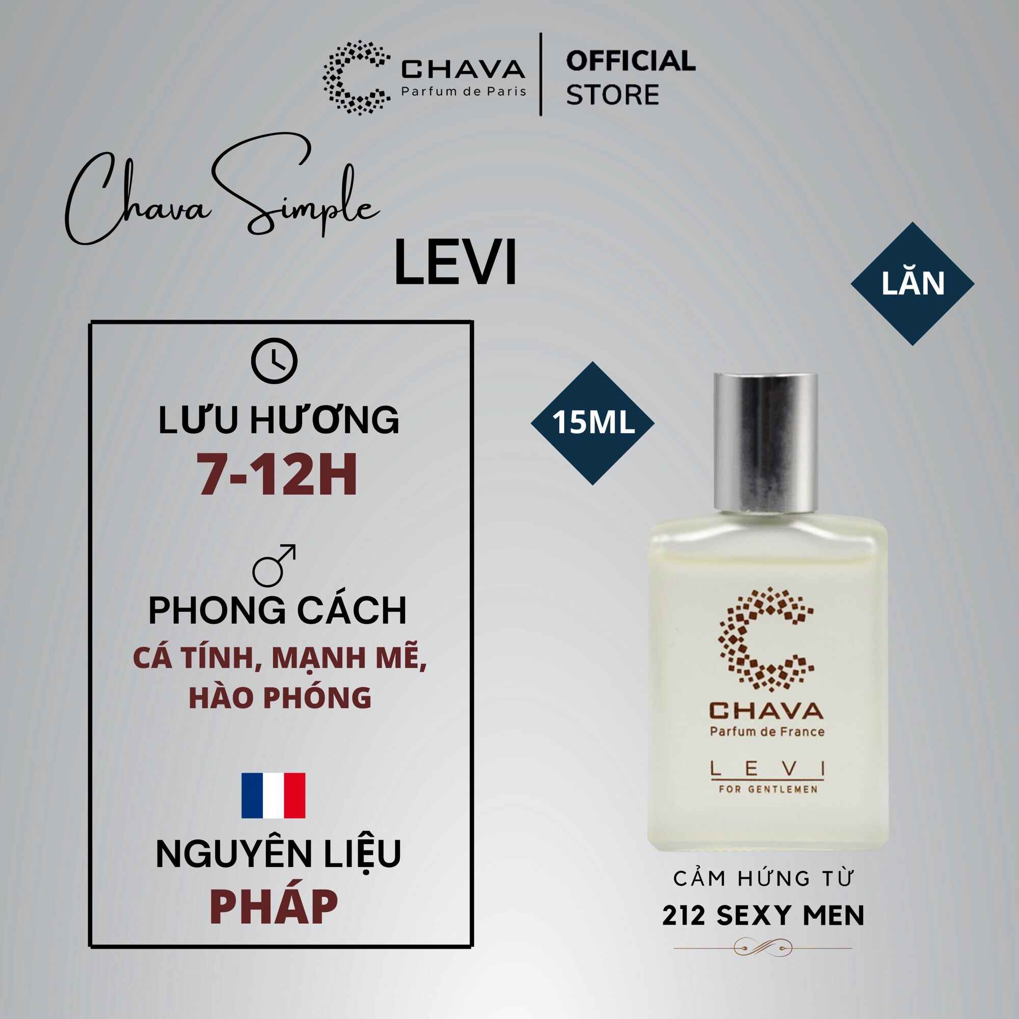 Nước hoa nam levi chava phong cách cuốn hút, mạnh mẽ