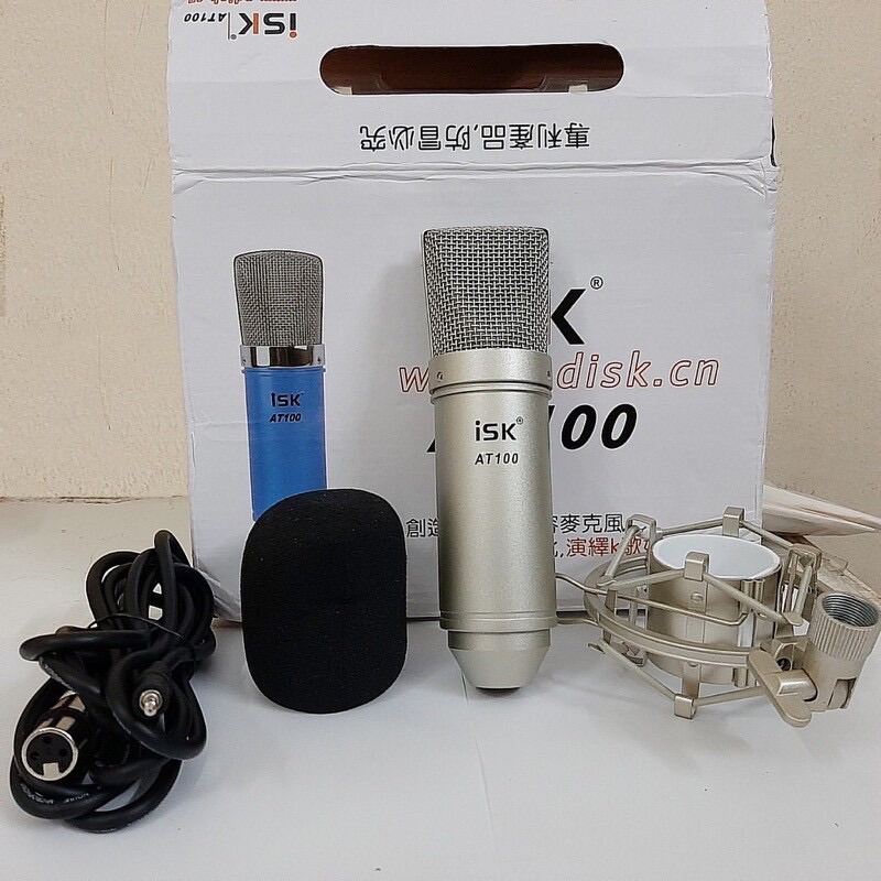 Combo ISK AT100 Chính Hãng ❤️ Card K300 Hát Thu Âm Livestream Karaoke online chân kẹp bảo hành 6 tháng