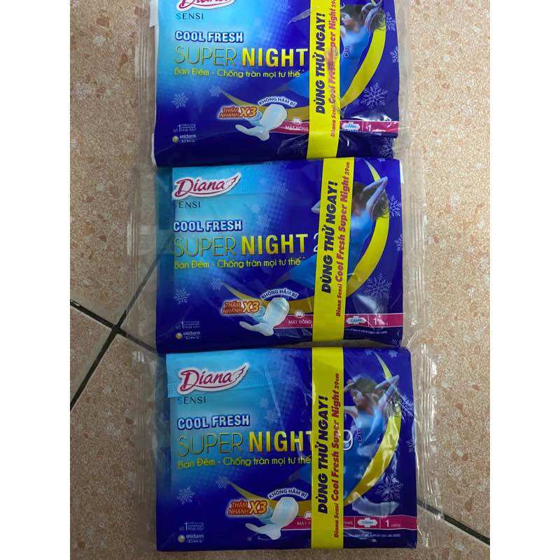 [Hàng dùng thử] 4 miếng bvs diana  ban đêm sensi  cool fresh superniht 29 cm
