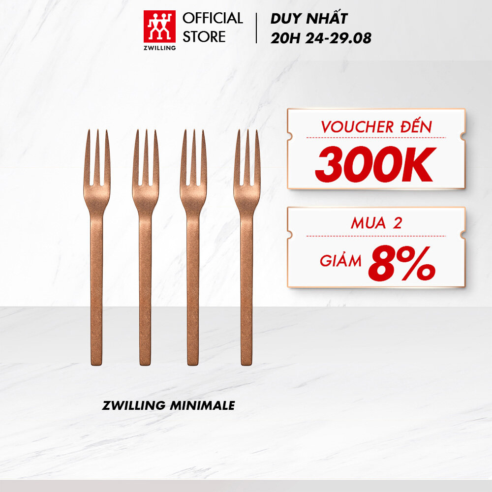 Bộ 4 nĩa ăn tráng miệng ZWILLING Minimale - bằng thép không gỉ cao cấp