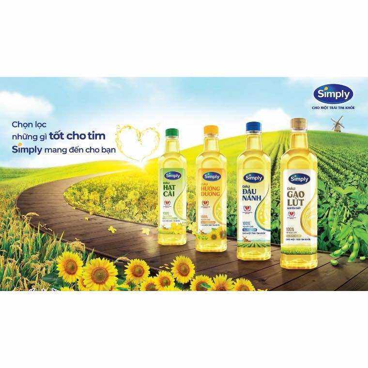 Dầu ăn Simply Đậu Nành và Dầu ăn Simply Dầu Gạo 1L