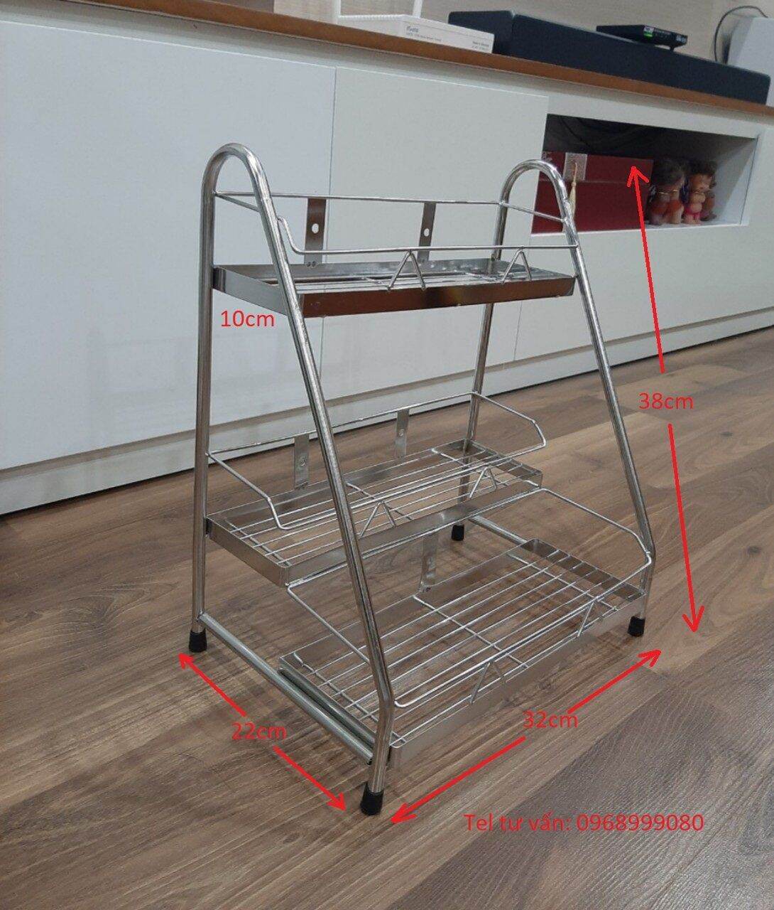 Kệ gia vị lệch 3 tầng inox