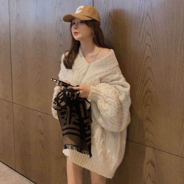 Áo len vặn thừng cổ chữ V phong cách hàn quốc
