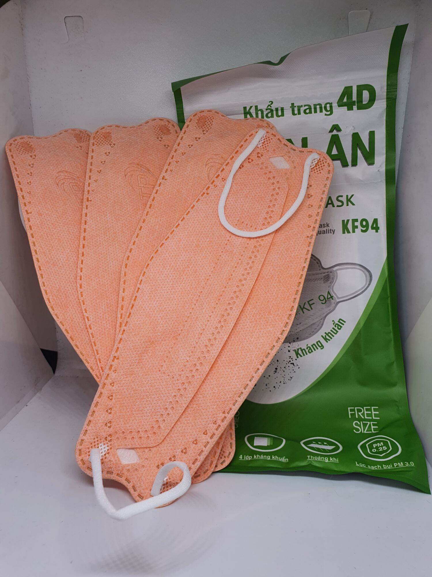 Khẩu trang y tế KF94 4D Mask màu CAM (gói 10 cái)