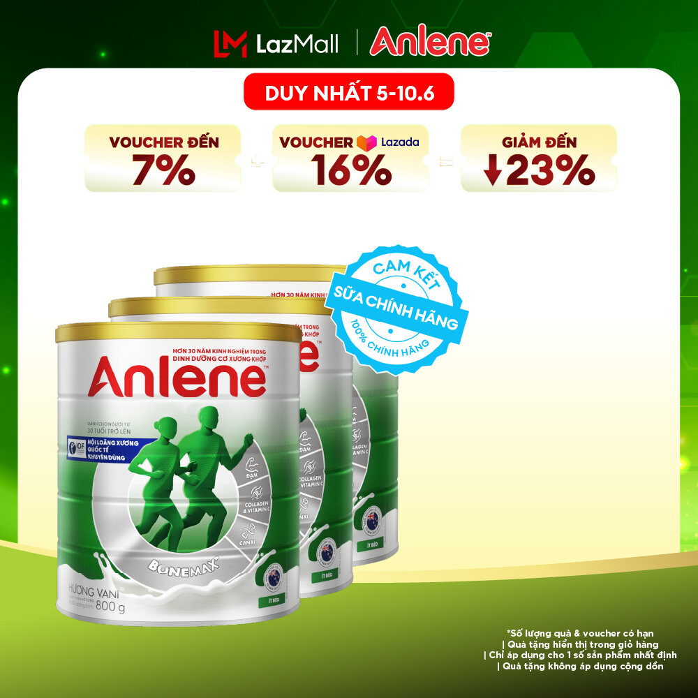 [Voucher giảm đến 26%]Combo 3 Sữa Bột Anlene Hương Vani 800G