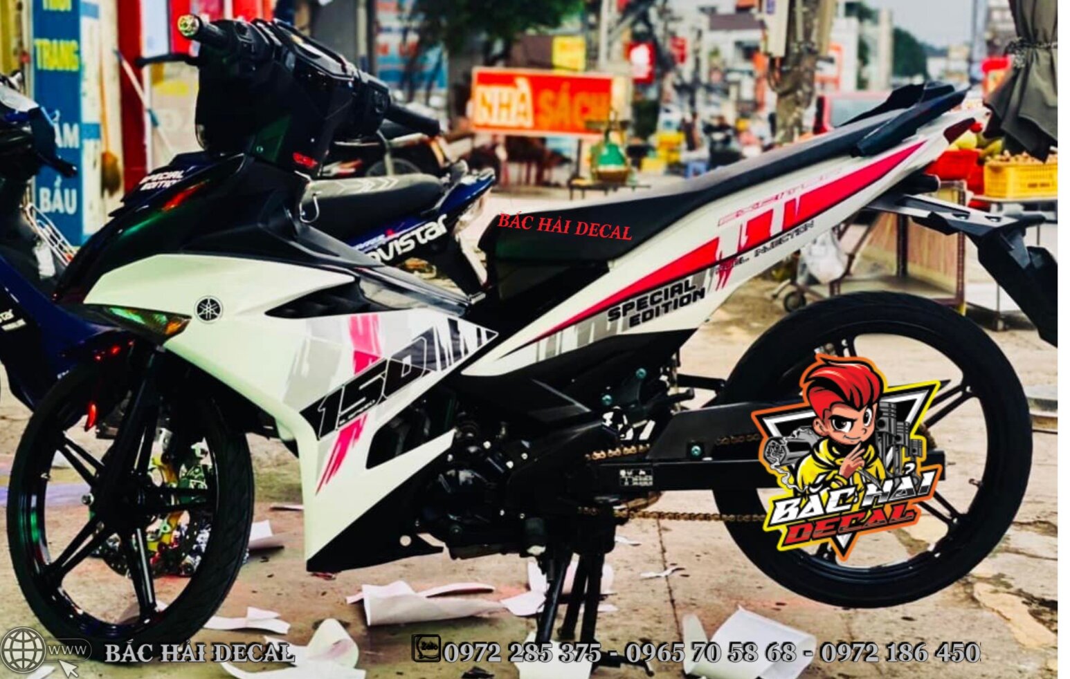 TEM RỜI XE EX 150 TRẮNG ĐỎ. ĐẸP MÊ LY