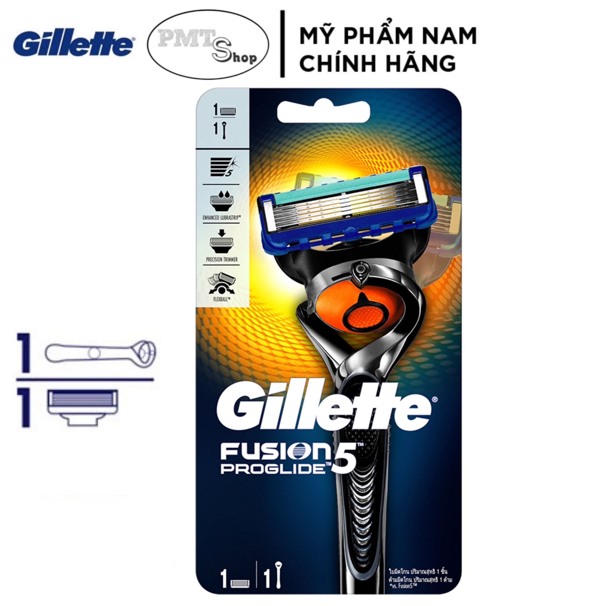 Dao cạo râu cao cấp 5 lưỡi Gillette Fusion Proglide (Cán Dao + Lưỡi Dao + Đầu bảo vệ) giá rẻ
