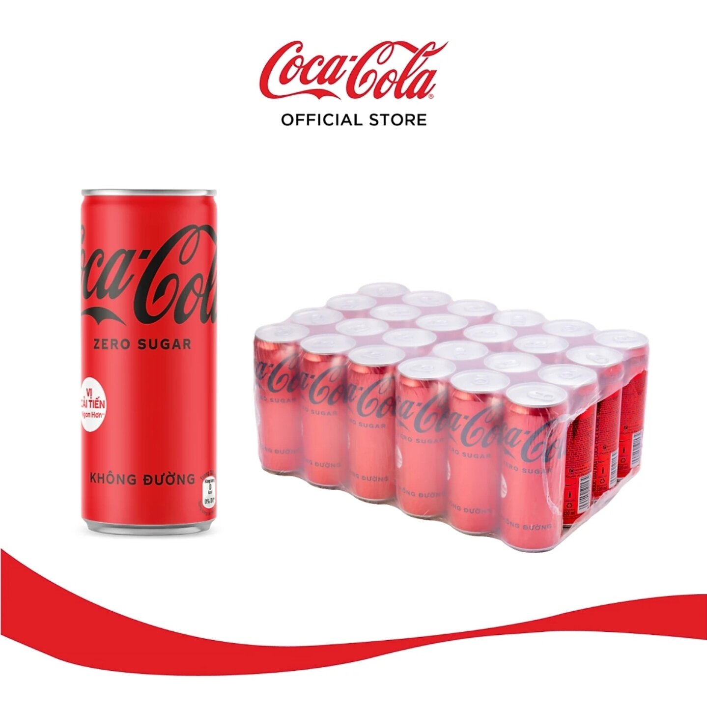 (Set 24 lon) Nước ngọt Coca Không Đường - Coca Zero (Lon 320ml) (Date mới T3-T4-T5/2025)