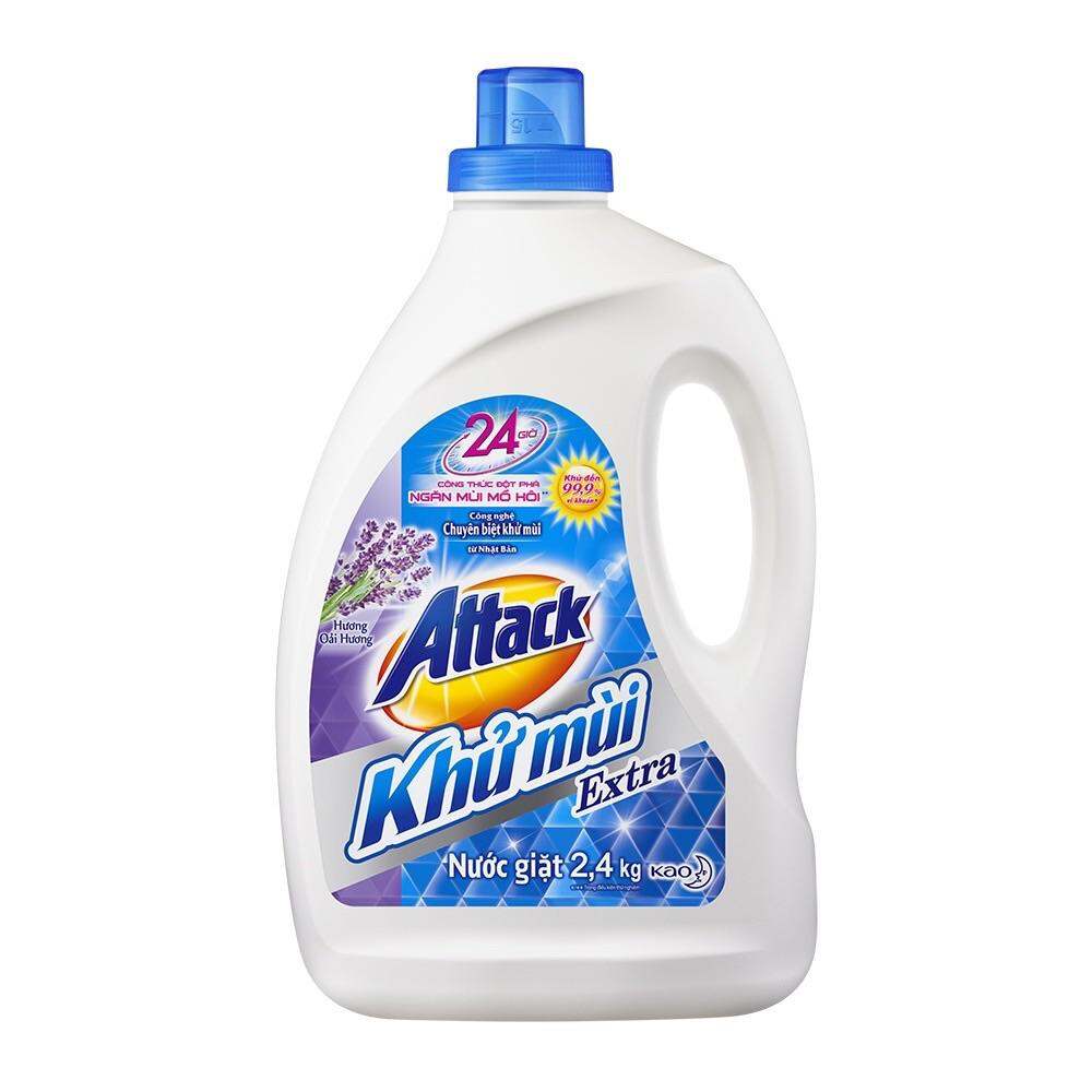 Nước giặt Attack Khử Mùi chai 2.4kg Hương Oải Hương