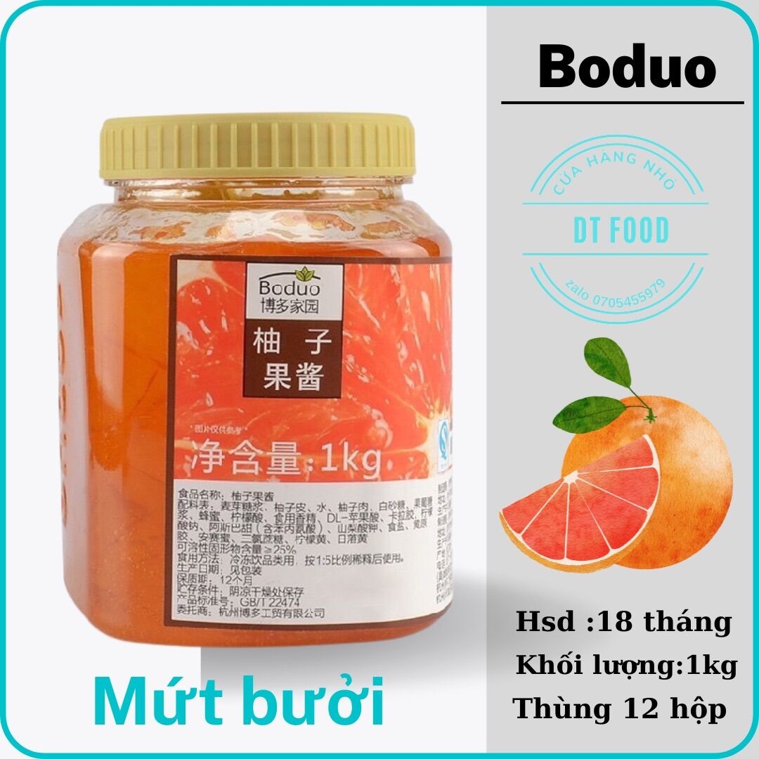 Mứt bưởi hồng Boduo hộp 1kg