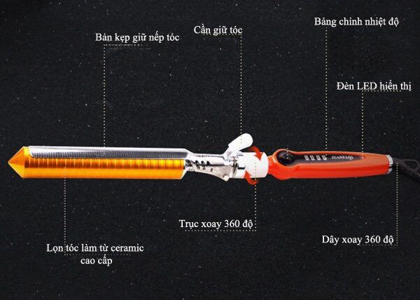 Máy uốn lọn tóc chỉnh nhiệt màu vàng