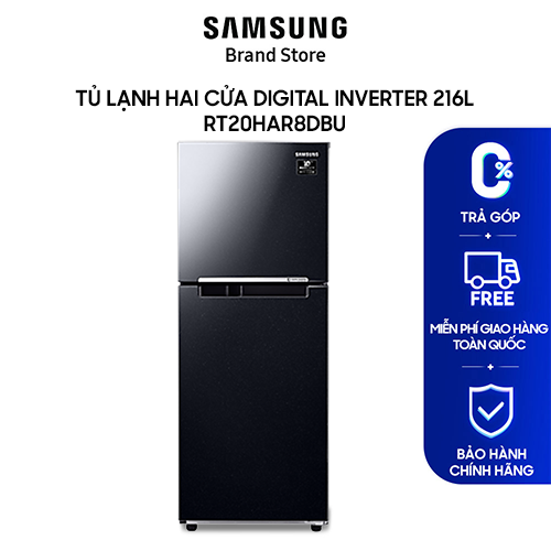 Tủ Lạnh Samsung Ngăn Đông Trên với Digital Inverter 216L màu Đen RT20HAR8DBU/SV