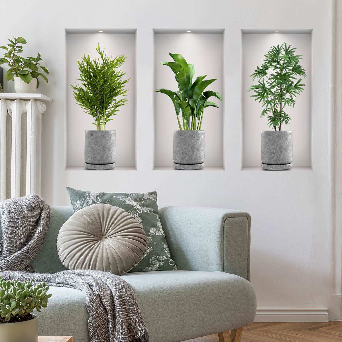 Decal dán tường chậu cây 3D TT02 trang trí phòng khách