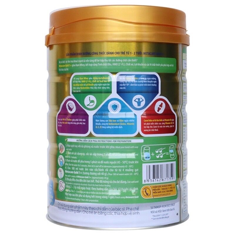 Sữa bột metacare gold số 1+ 900g -date mới