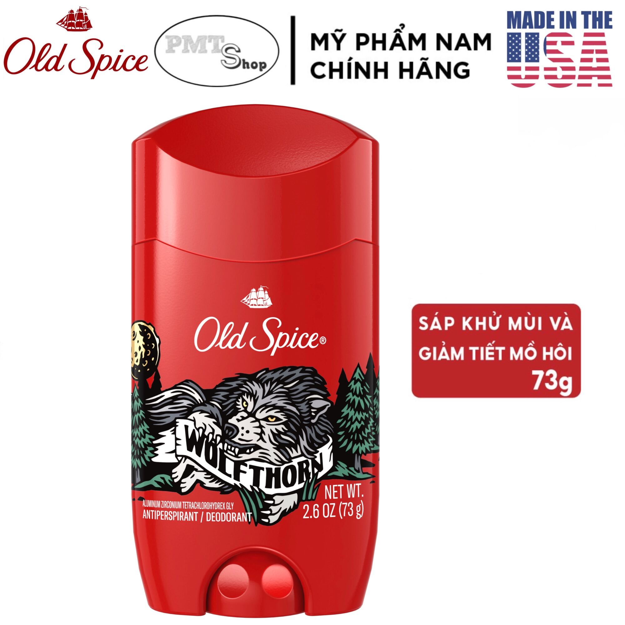 [USA] Lăn sáp khử mùi nam Old Spice Wolfthorn 73g (sáp trắng) ngăn mồ hôi Wild Collection - Mỹ thumbnail