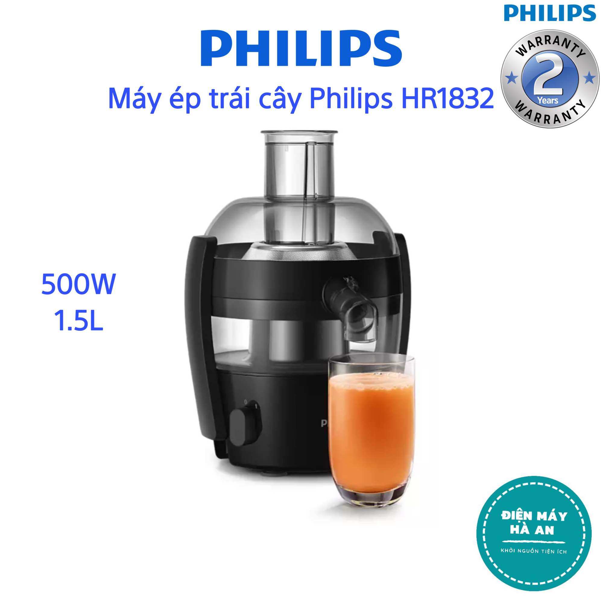 Máy ép trái cây philips hr1832 - hàng chính hãng - bảo hành 24 tháng