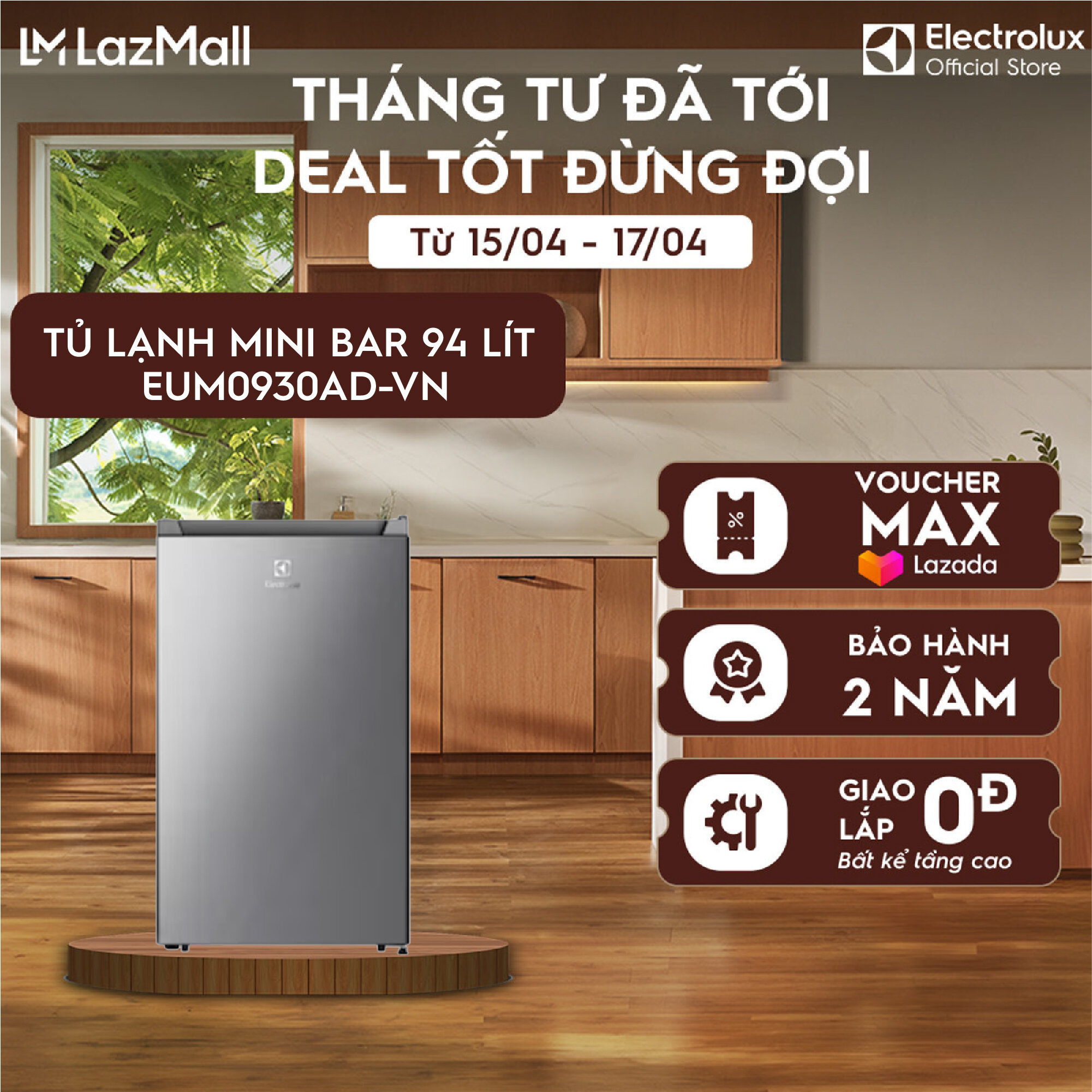 Tủ lạnh mini 94L Electrolux EUM0930AD-VN - Ngăn đá riêng đèn LED sáng, tiết kiệm điện, nhỏ gọn