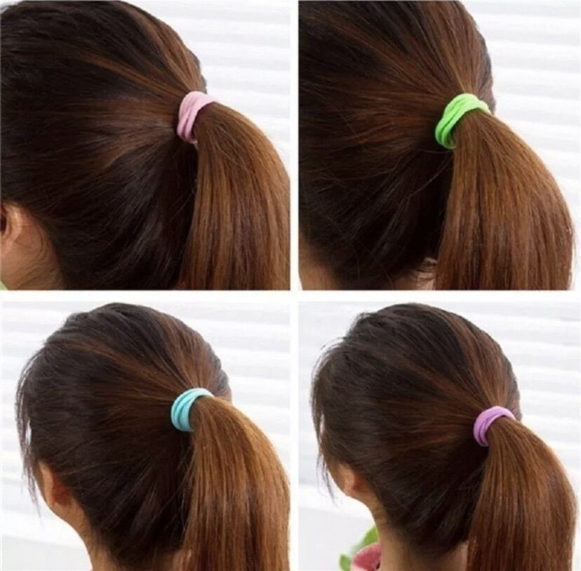 set 100 cọng thun cột tóc co giãn tái sử dụng