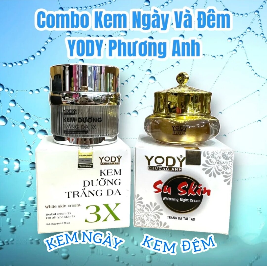 Combo kem ngày và đêm yody phương anh - kem dưỡng trắng 3x yody phương anh + kem đêm su skin yody phương anh