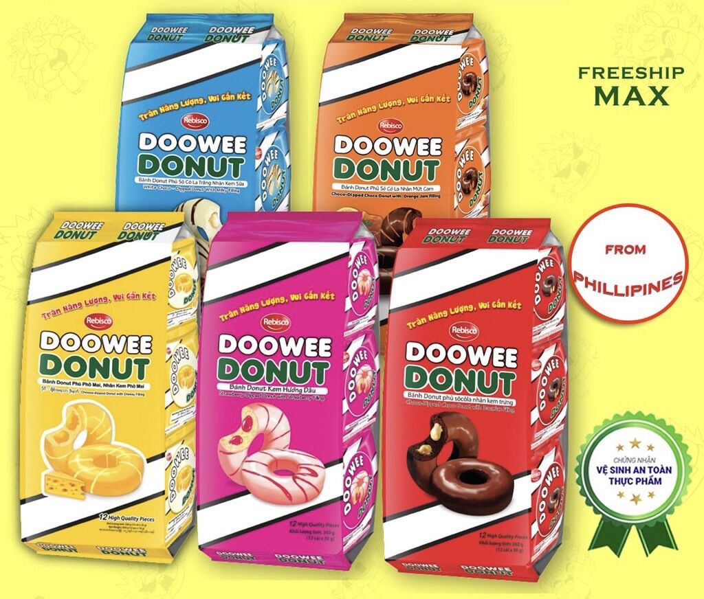 COMBO 12 CÁI BÁNH DONUT DOOWEE PHỦ SOCOLA(NGẪU NHIÊN)