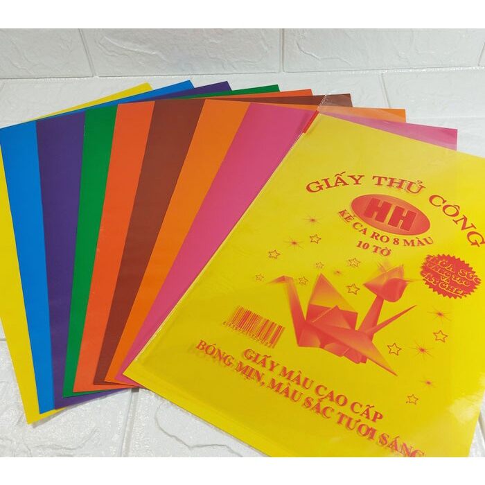 Giấy thủ công 8 màu 10 tờ hồng hà