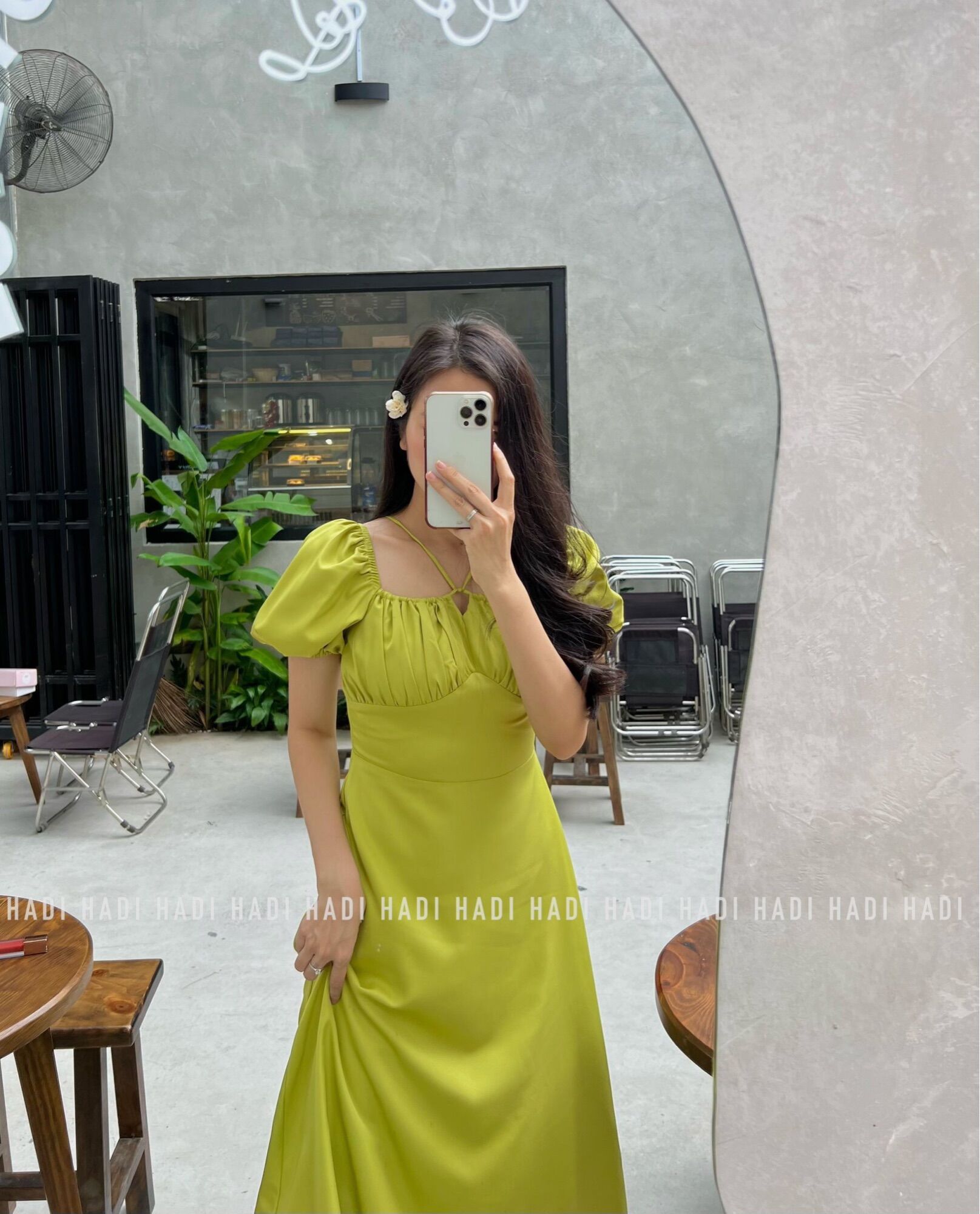 Đầm rút nhún ngực middi - Thương